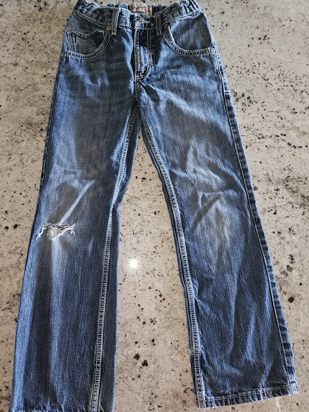 Wrangler 20X Kids Dark Blue Distressed Denim Jeans